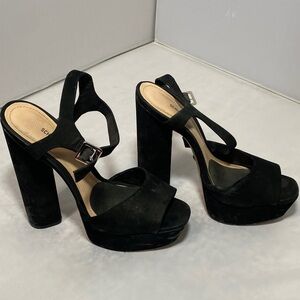 SCHUTZ Black Suede Platform Heels